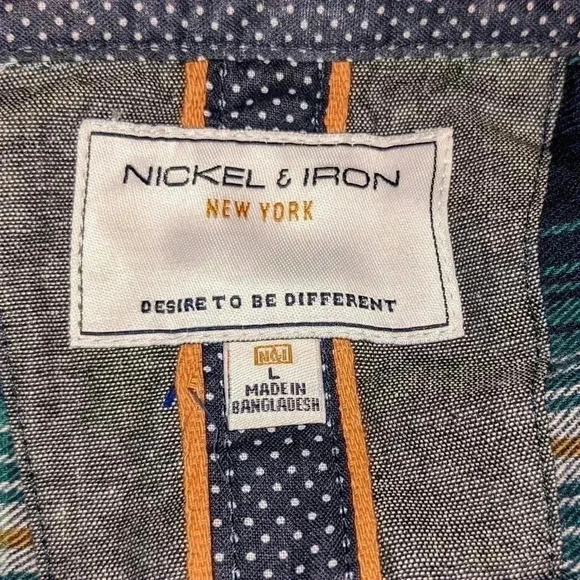 Nickel‎ & Iron New York Flannel Shirt Mens Long Sleeve Plaid Button Up Large - Picture 2 of 5